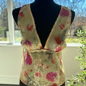 Floral Sequin backless top size Petite